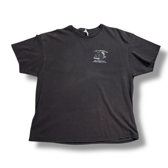 Y2K I was Haulin Before You Were Crawlin Washed Black T-Shirt Trucker 2XL FLAWS - Picture 2 of 7